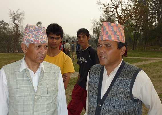 12-Pashupatinath Temple Organizer - 12.jpg - Deepak Baskota and the Director of the Vedic school that is located on the Pashupatinath Trust land near the temple. The school chooses the best Brahmin boys from the 75 states to be trained as Vedic Pandits at the school.
